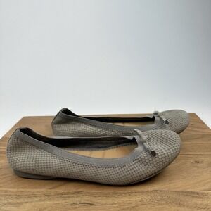 Womens Me Too Kayla Gray Leather Casual Comfort Slip On Ballet Flats Size 9.5 M